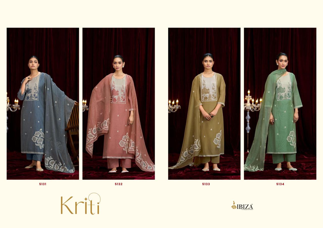 Ibiza kriti lilen cotton dress material wholesale singles surat